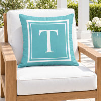 Bold Turquoise White Square Frame Monogram