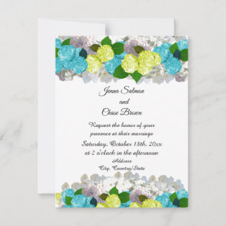 Bold Turquoise Yellow Mixed Flowers Invitation