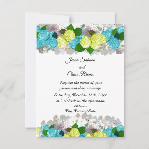 Bold Turquoise Yellow Mixed Flowers Invitation