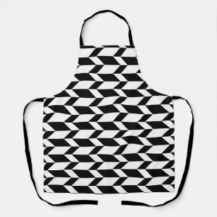 Bold Two Tone Arrow Chevron Stripe Black & White Apron