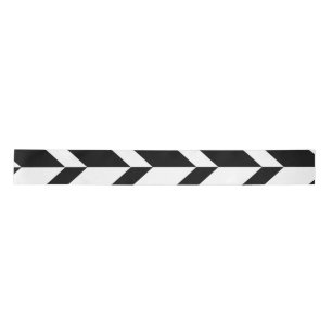 Bold Two Tone Arrow Chevron Stripe Black & White Satin Ribbon