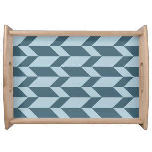 Bold Two Tone Arrow Chevron Stripe Blue Tones Serving Tray