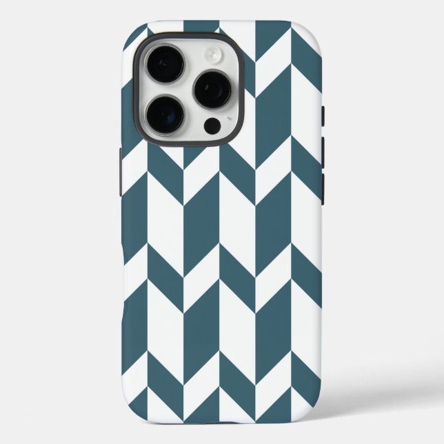 Bold Two Tone Arrow Chevron Stripe Blue White Case-Mate iPhone Case (Back)