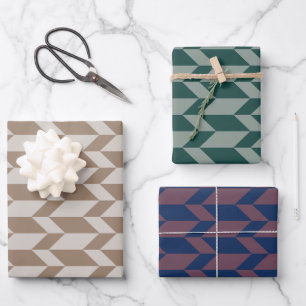 Bold Two Tone Arrow Chevron Stripe Muted Colors Wrapping Paper Sheets