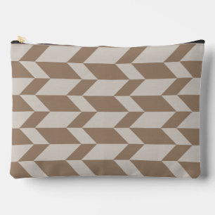 Bold Two Tone Arrow Chevron Stripe Neutral Browns Accessory Pouch
