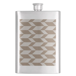 Bold Two Tone Arrow Chevron Stripe Neutral Browns Flask