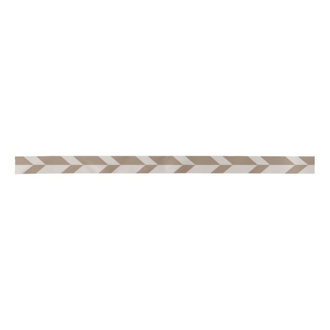 Bold Two Tone Arrow Chevron Stripe Neutral Browns Satin Ribbon (Front)