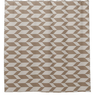 Bold Two Tone Arrow Chevron Stripe Neutral Browns Shower Curtain