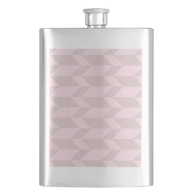 Bold Two Tone Arrow Chevron Stripe Neutral Pinks Flask (Front)