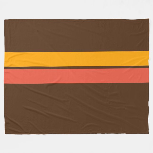 Bold Two Tone Orange Racing Stripes On Dark Brown Fleece Blanket (Front (Horizontal))