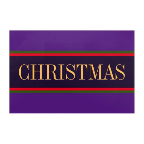 Bold Two Tone Purple Red Christmas Stripes Text Acrylic Print