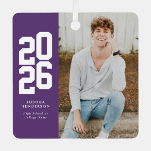 Bold Type 2026 Purple 2 Photo Graduate Metal Ornament