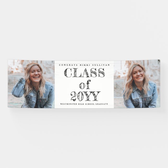 Bold Type 2 Photo Graduation Banner (Horizontal)