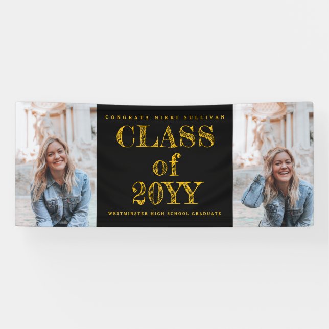 Bold Type 2 Photo Graduation Banner (Horizontal)