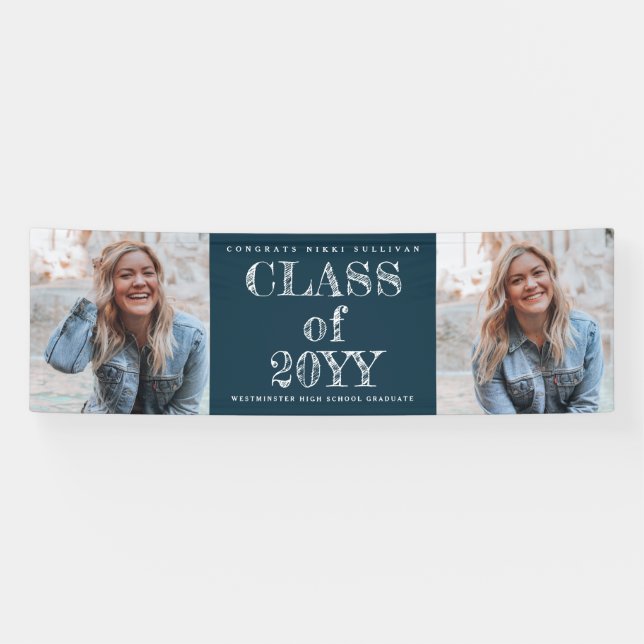 Bold Type 2 Photo Graduation Banner (Horizontal)