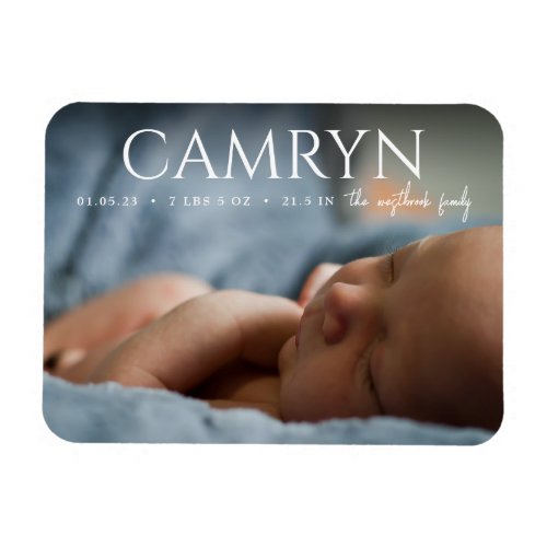 Bold Type Baby Birth Photo Announcement Magnet