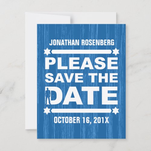 Bold Type Bar Mitzvah Save the Date in Blue