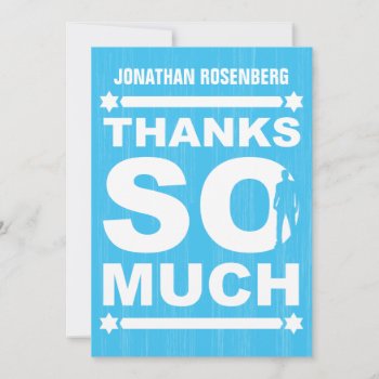 Bold Type Bar Mitzvah Thank You Card In Light Blue by Lowschmaltz at Zazzle