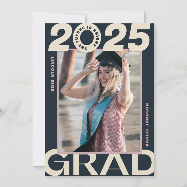 Bold Type Frame GRAD Graduation Announcement (Front)