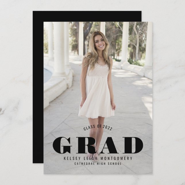Bold Type Graduation Photo Announcement and Party (Front/Back)
