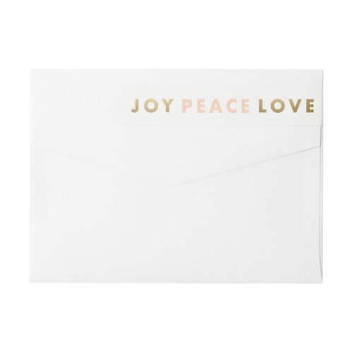 Bold Type Joy Peace Love Holiday Return Address  Wrap Around Label