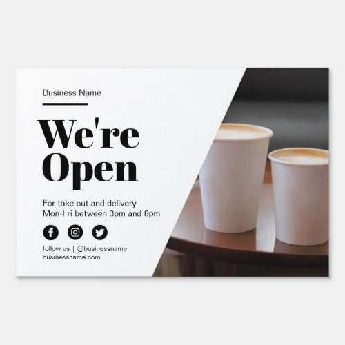 Bold Type Open For Business Take Out Coffee Cafe Sign