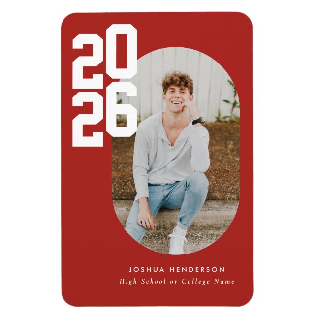 Bold Type Red Graduation Flexible Photo Magnet (Vertical)