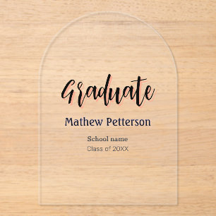 Bold type simple black classy modern graduation  acrylic invitations