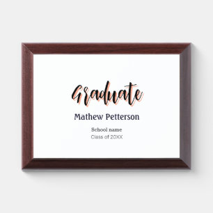 Bold type simple black classy modern graduation award plaque