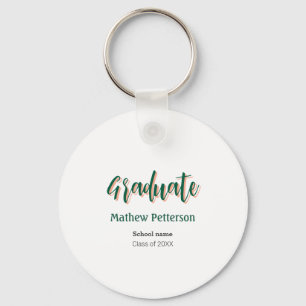 Bold type simple black classy modern graduation keychain