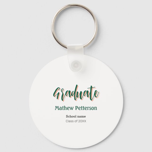 Bold type simple black classy modern graduation  keychain (Front)