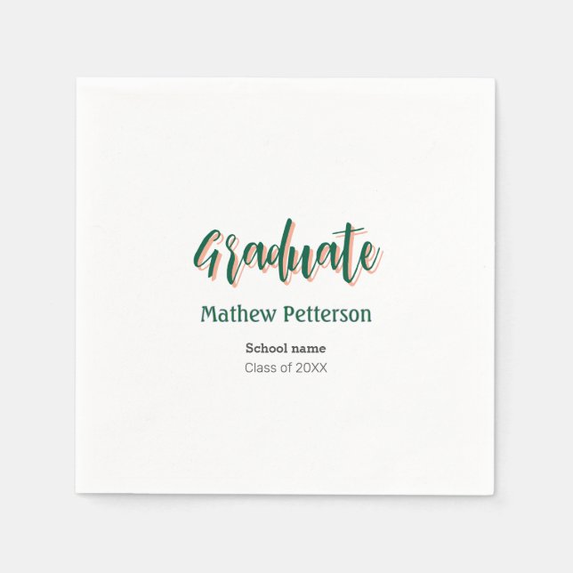 Bold type simple black classy modern graduation  napkins (Front)