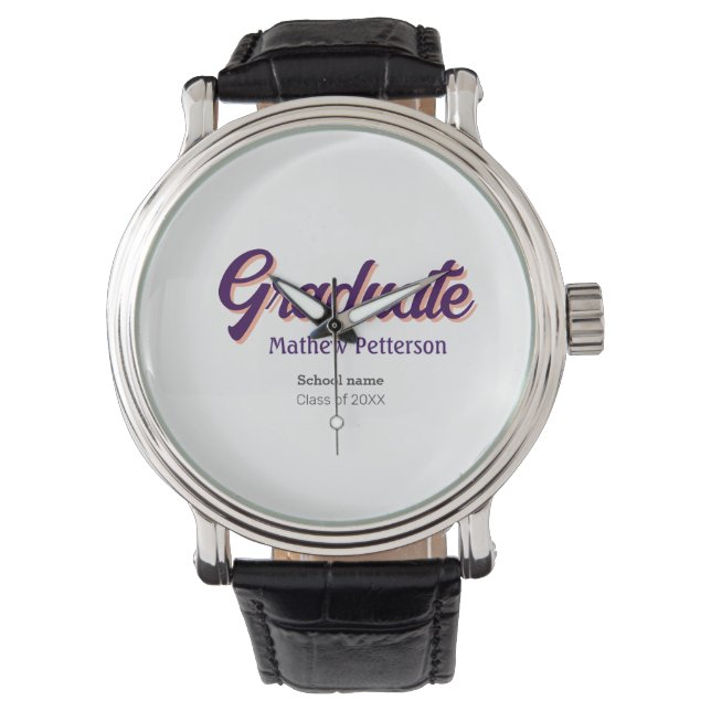 Bold type simple black classy modern graduation  watch (Front)