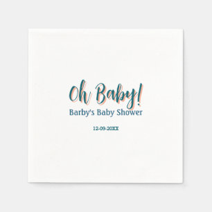 Bold type simple blue oh baby baby shower name napkins