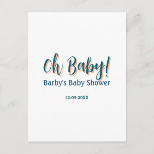 Bold type simple blue oh baby baby shower name postcard
