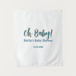 Bold type simple blue oh baby baby shower name tapestry
