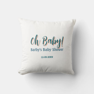 Bold type simple blue oh baby baby shower name  throw pillow