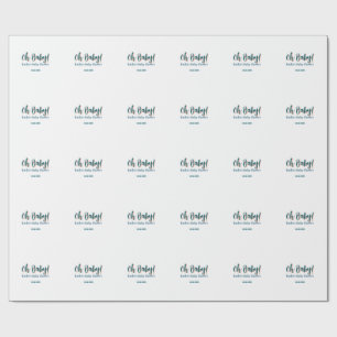 Bold type simple blue oh baby baby shower name  wrapping paper
