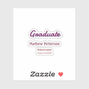 Bold type simple mauve classy modern graduation pi sticker
