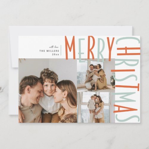 Bold Type Three Photo Christmas Cards