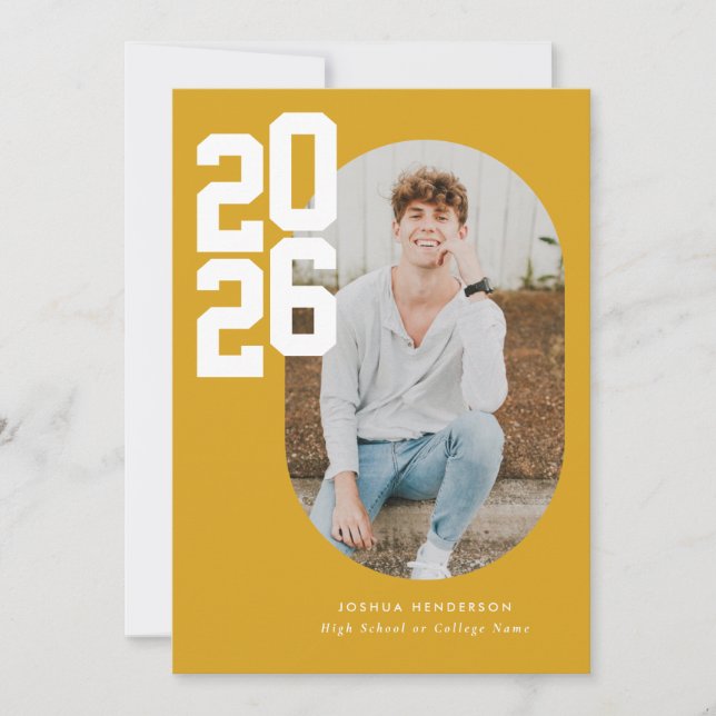 Bold Type Yellow 2026 Photo Graduation  Announcement (Front)