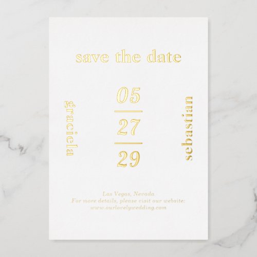 Bold Typographic Modern Wedding Save the Date Foil Invitation