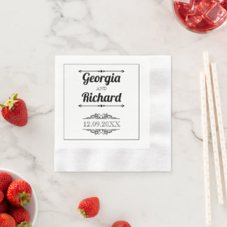 Bold typography and vintage elements wedding napkins