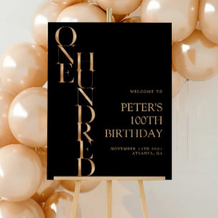 Bold Typography Black 100th Birthday Welcome Sign
