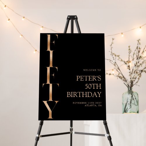 Bold Typography Black 50th Birthday Welcome Sign