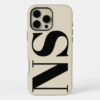 Bold Typography Black and Beige Initials Monogram iPhone 16 Pro Max Case