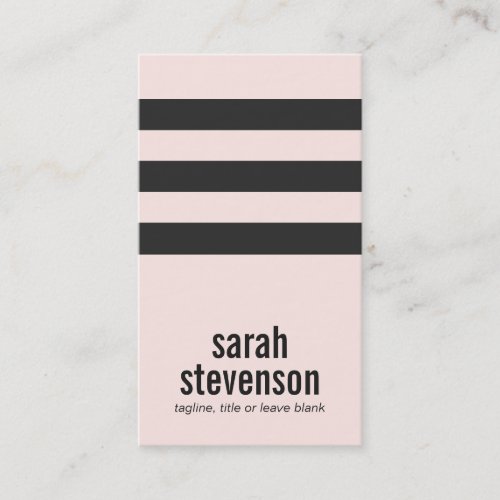 Bold Typography Black and Pink Striped Beauty Business Card Template