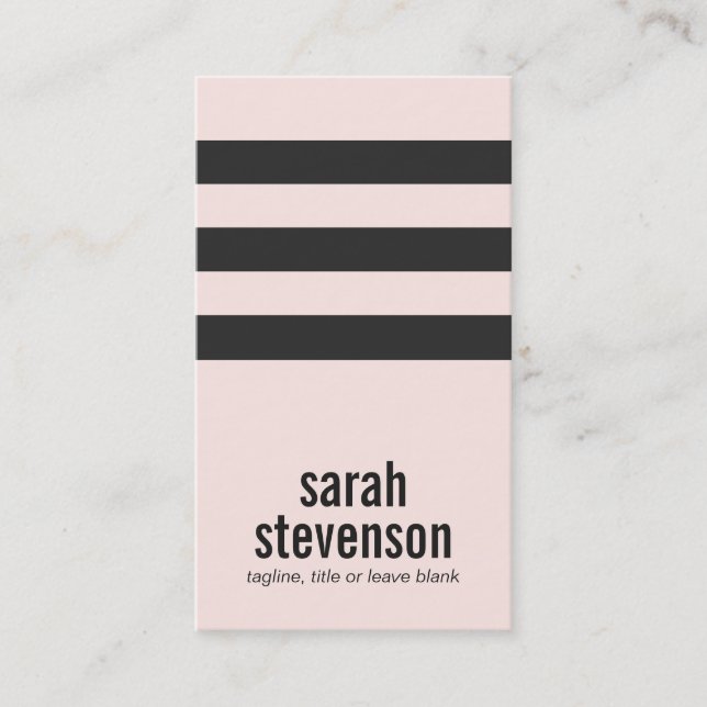 Bold Typography Black and Pink Striped Beauty Business Card (Front)
