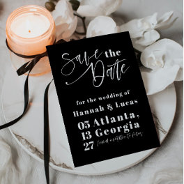 Bold Typography Black And White Save The Date Invitation