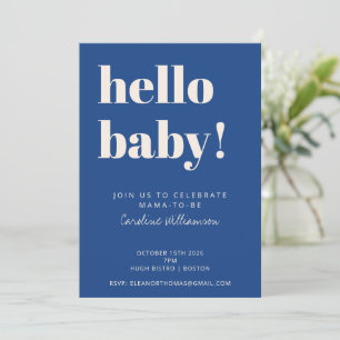 Bold Typography Blue Modern Cute Baby Shower Invitation